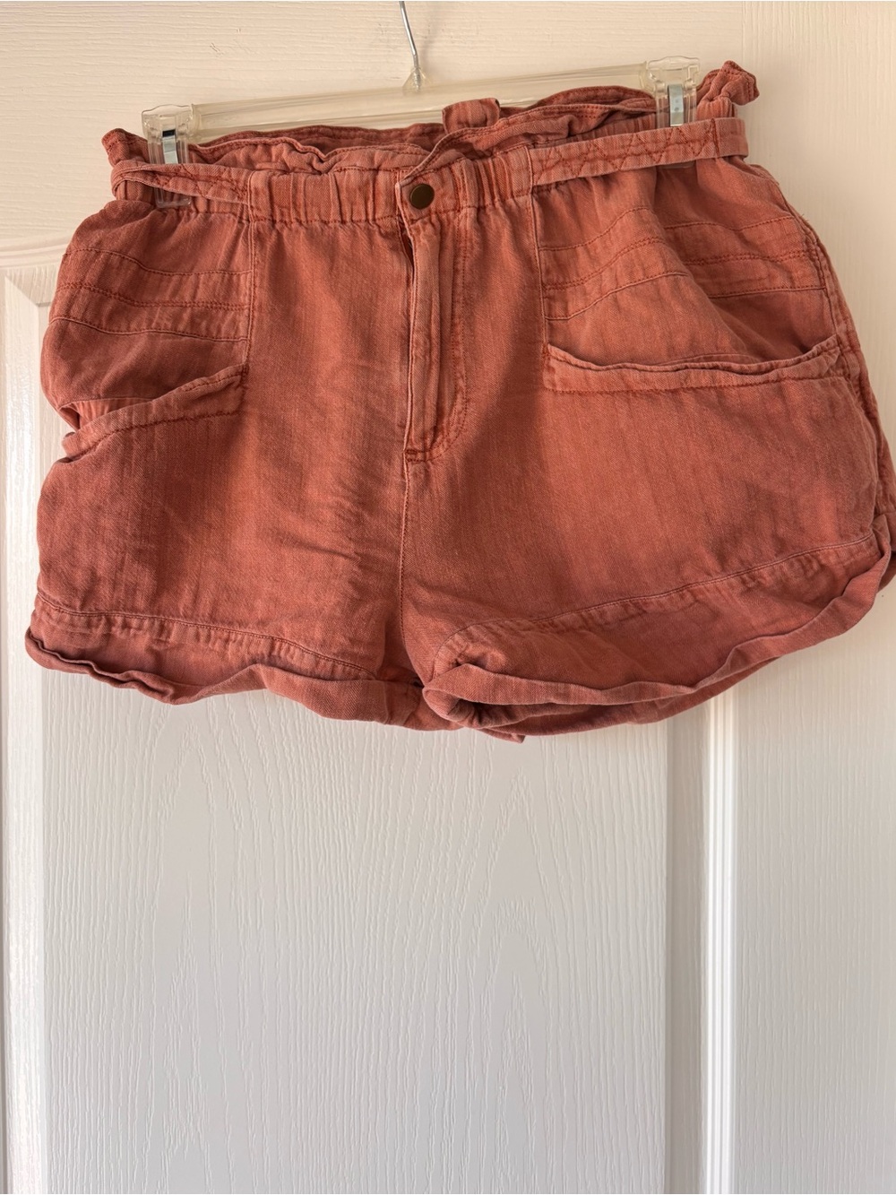 Free People High Waist Topanga Shorts Orange linen blend women size medium